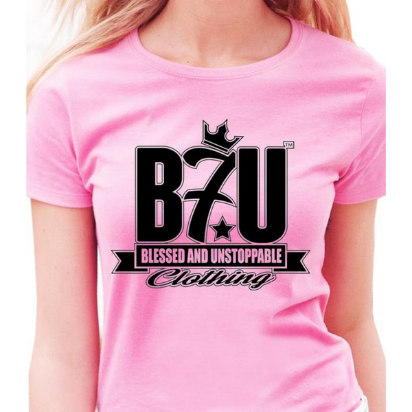 B7U (TM) BLESSED AND UNSTOPPABLE Official Women's Pink T-shirt