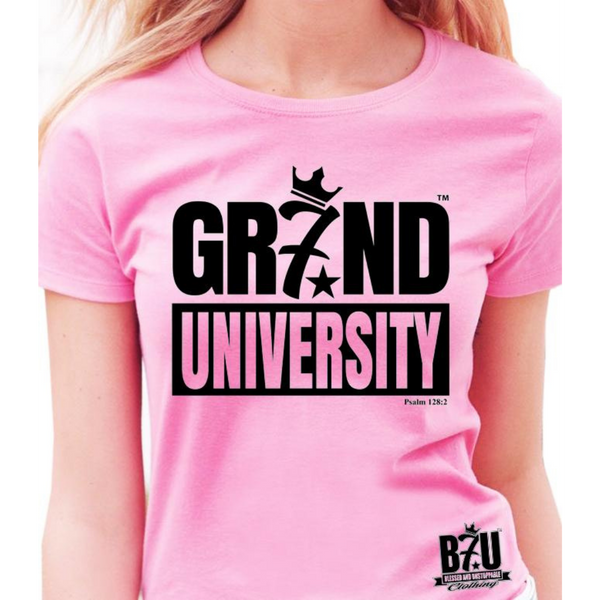 GR7ND UNIVERSITY (TM) B7U Official Women's Pink T-shirt